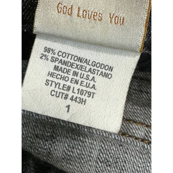 Flying Monkey Dark Wash Black Cotton Blend Denim Bootcut Jeans Women's Size 1 - Picture 8 of 9